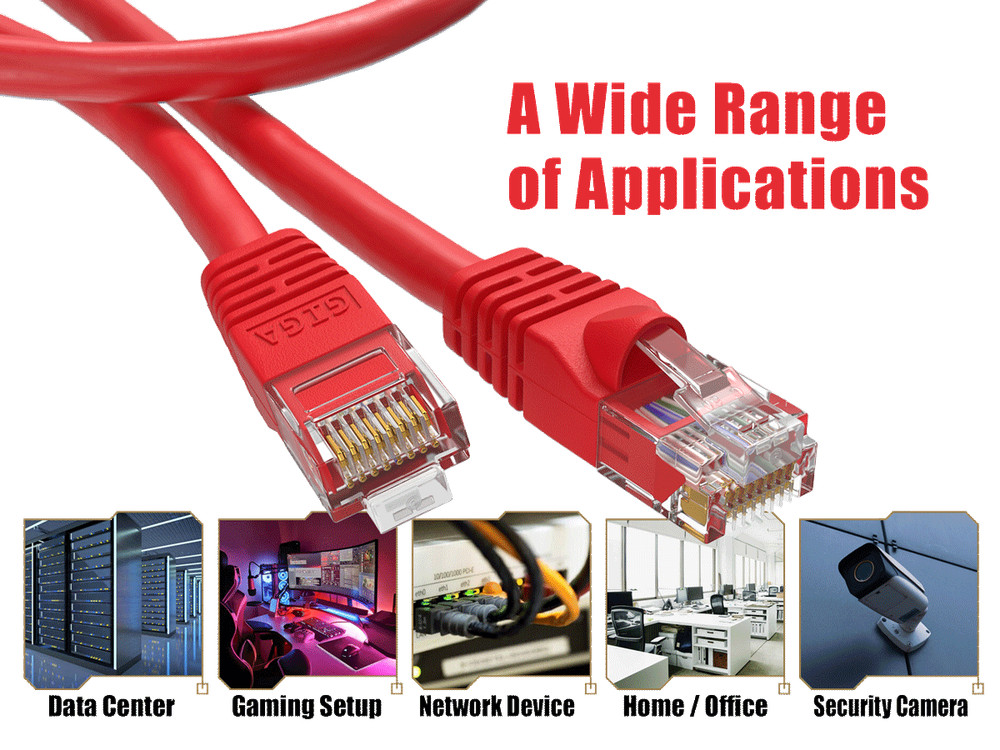 2ft Cat6 UTP Ethernet Network Patch Cable Snagless 24AWG Bare Copper, Red