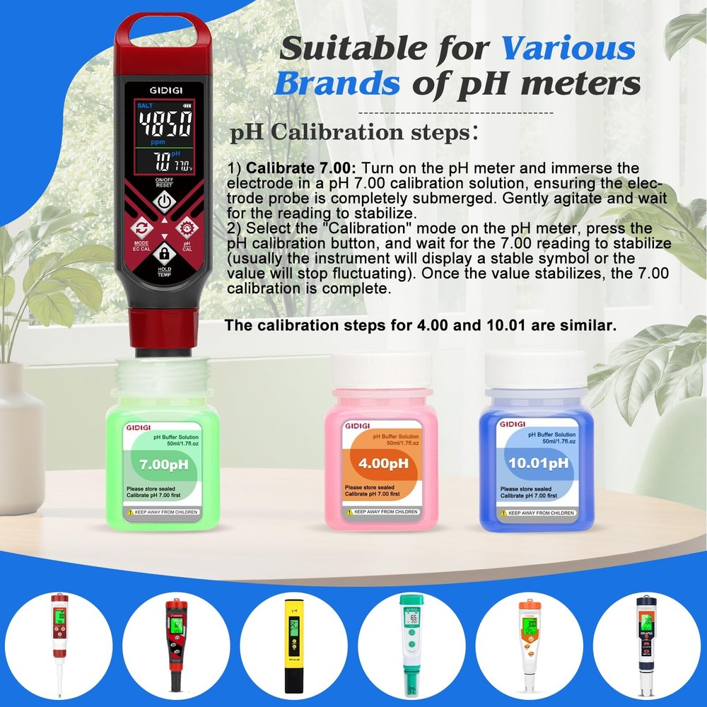 Calibration Buffer Solution kit 4/7/10 and 1413µS/cm, TDS/EC Standard Solutio...