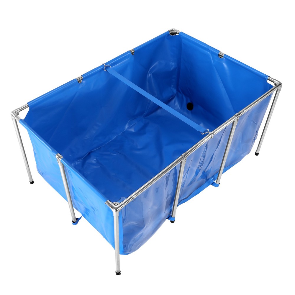 Rectangular Goldfish Tank with Frame & Drain Valve Above Ground Fish Pond Clear