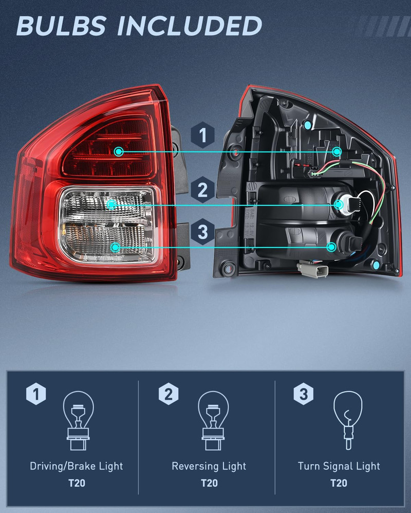 Taillight Assembly Compatible with 2011 2012 2013 Jeep Compass Tail Light OE Sty