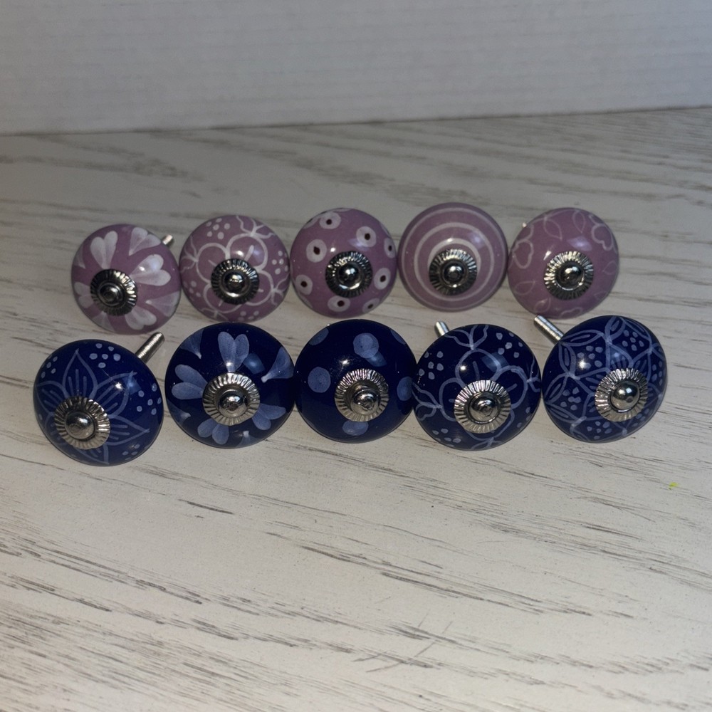 Drawer Cabinet Knobs Ceramic **ONLY LAVENDER AVAILABLE* 1.5" Diameter 2.5" Long