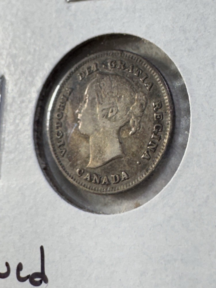 1891 Canada 5 Cents Small Silver Coin Cleaned