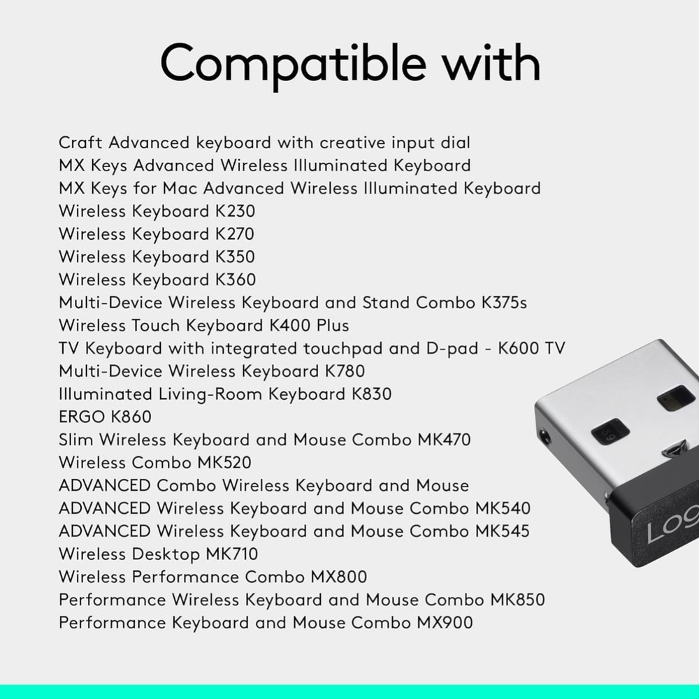 Logitech USB Receiver - Dual Compatibility for PC and Mac with Advanced Wireless