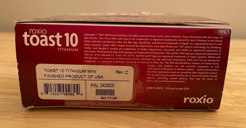 Roxio Toast 10 Titanium Software Burn Copy Listen Watch for Mac