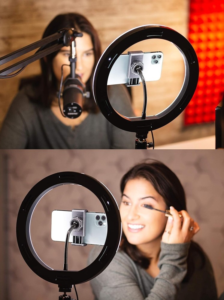 Gator Frameworks 10-Inch Ring Light Round Base Desktop Stand W/ Phone Clamp