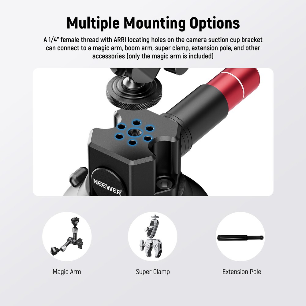 NEEWER 3" Suction Cup Camera Mount Bracket with Ball Head Magic Arm