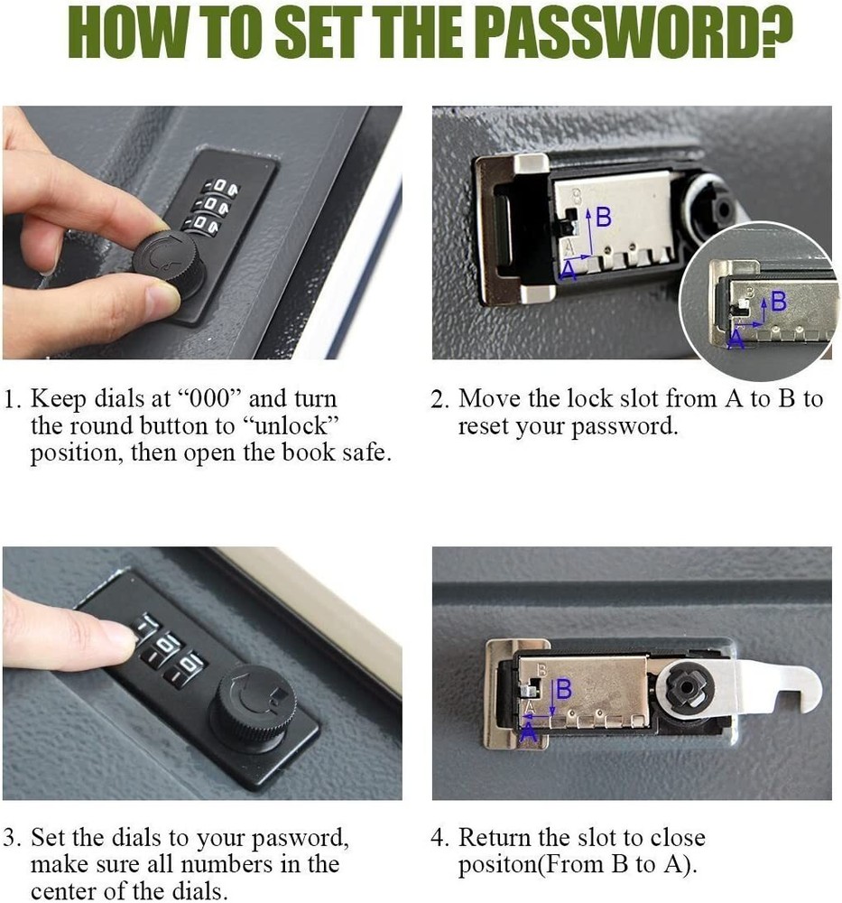 Book Safe Security Hidden Diversion Storage, Combination Lock, Choice Styles,NEW