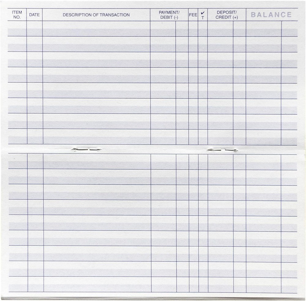 Checkbook Registers for Personal Checkbook, Transactions White and Blue