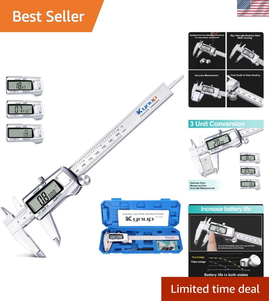Versatile 6 Inch Digital Caliper with LCD - Switch Between Inch and Metric
