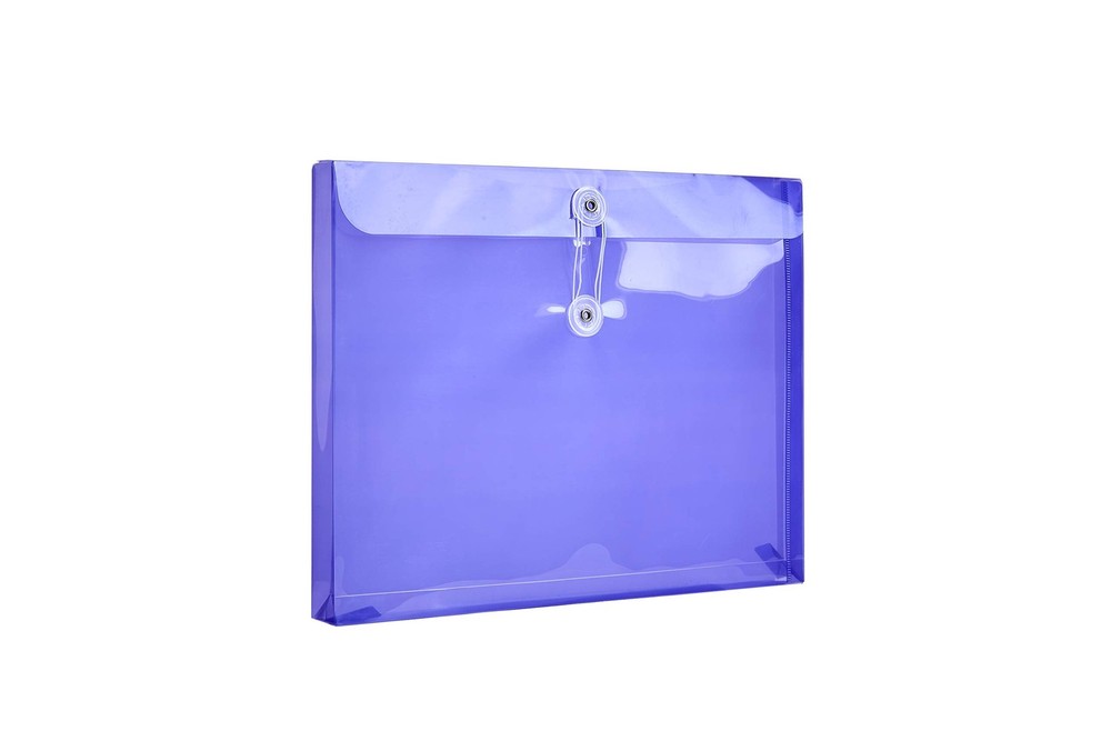 Plastic Letter Size Envelopes with Button & String Assorted Colors - 6 Pack