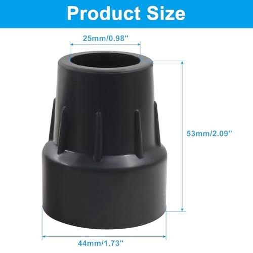 Thickened Rubber Cane Tips 1 Inch Black