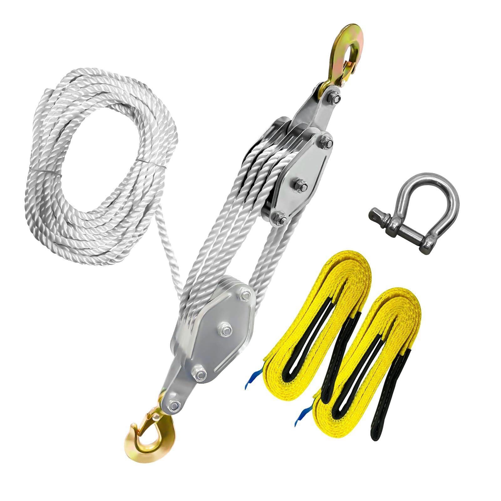 YATOINTO Rope Pulley Hoist 4400 LB, 8:1 Lifting Power Pulley Block