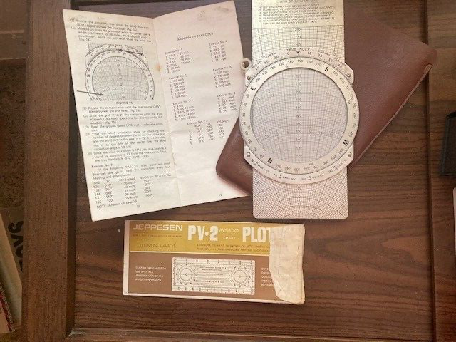VINTAGE METAL E6B FLIGHT COMPUTER W/ MANUAL ALTITUDES , Instruc. & PV-2 Plotter