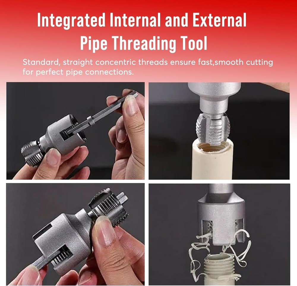 3pcs PVC Pipe Threader Kit 1 2 3 4 1 Inch Internal External Thread Tool Plumbing