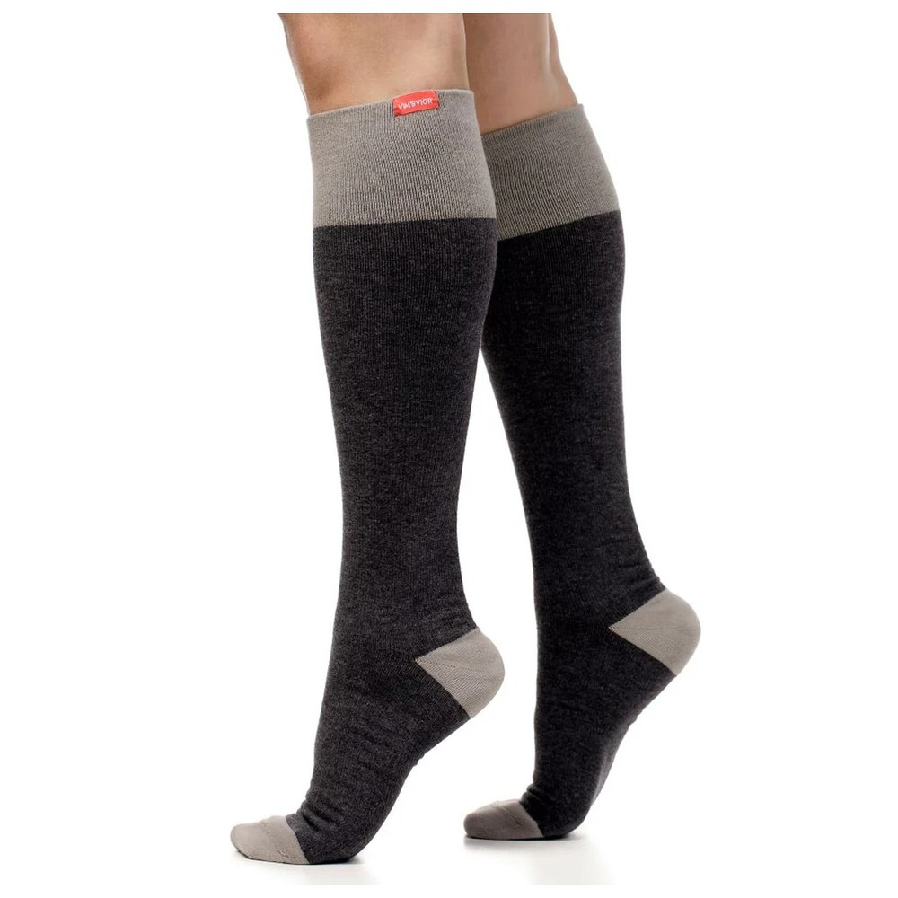 VIM&VIGR Heathered Collection 15-20 mmHg Dark/Light Gray Compression Socks