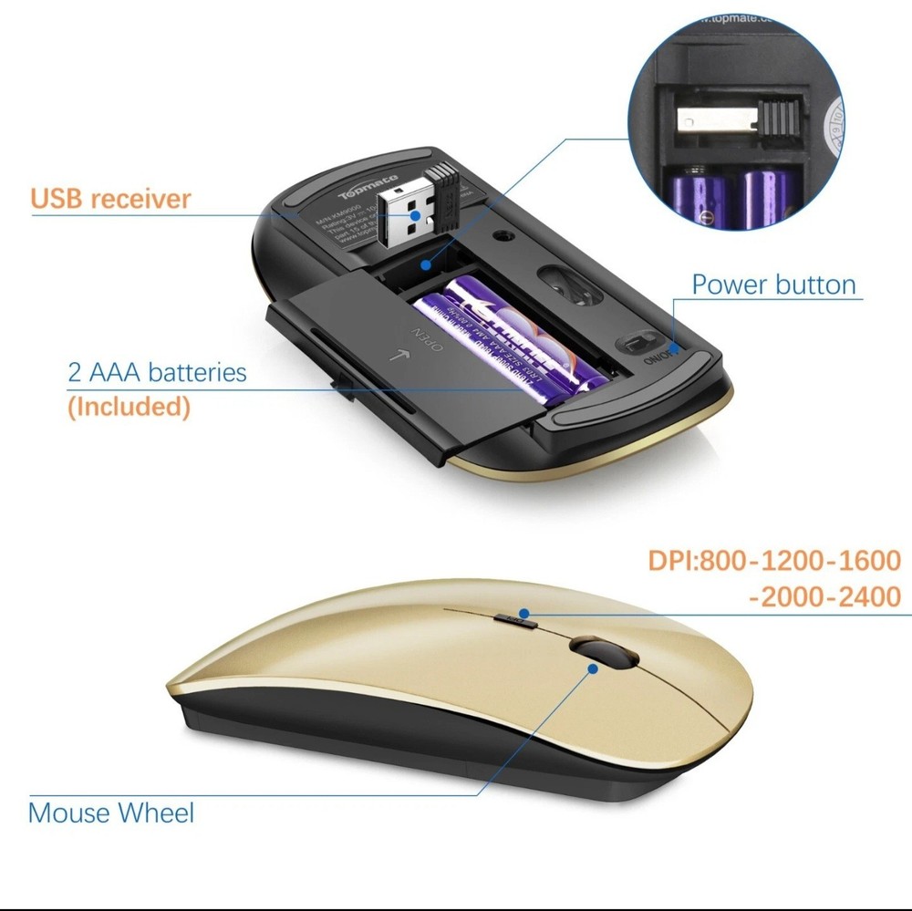 Ultra Slim Wireless Keyboard and Mouse Combo, Silent Compact Keyboard Mouse Set