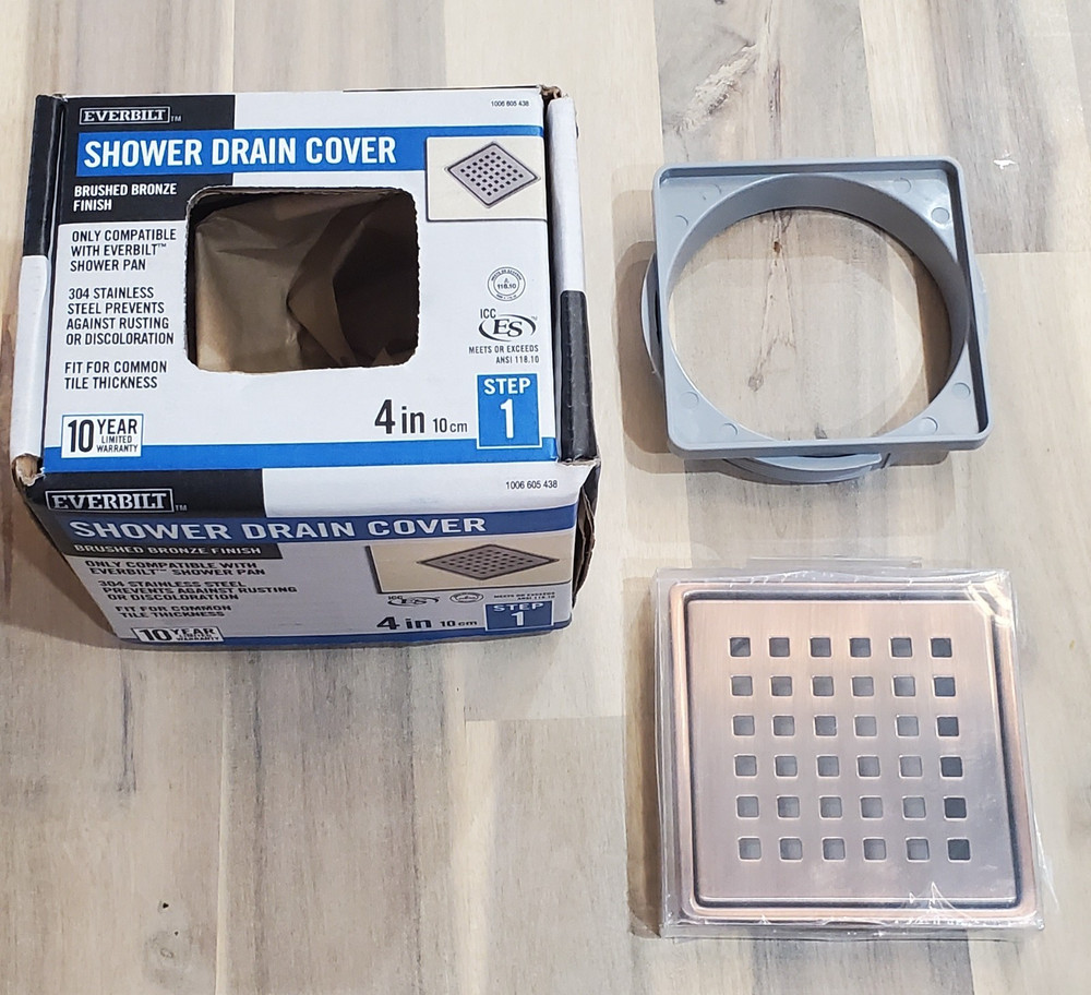 Everbilt Watershield Shower System 4 in. Bronze Square Grid Drain Grate