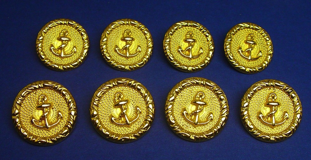 ESCADA REPLACEMENT BUTTONS 8 GOLD TONE ANCHOR DESIGN SOLID METAL GOOD USED COND.