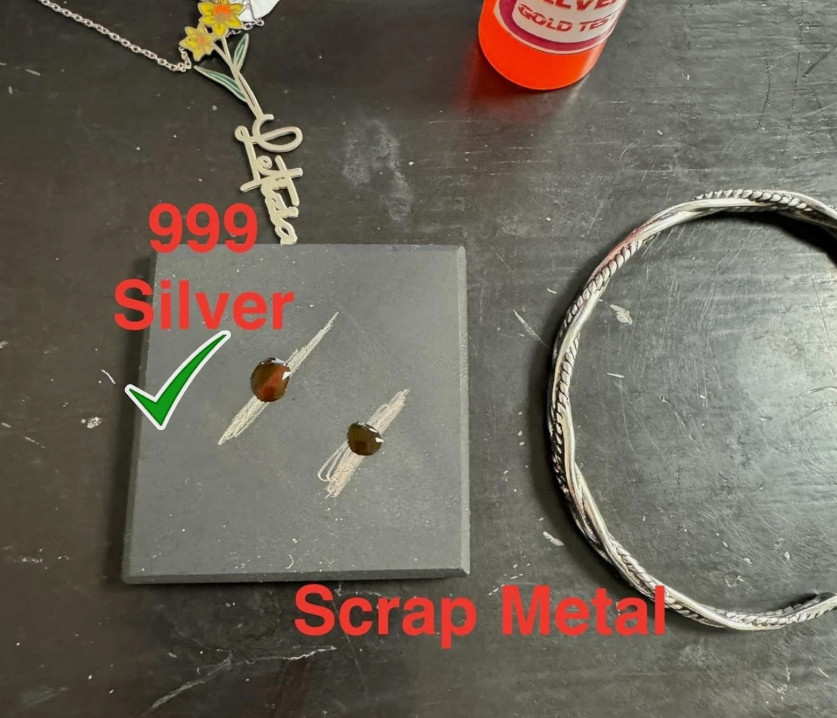 Silver Tester Silver Testing Solution Acid with Scratch Stone