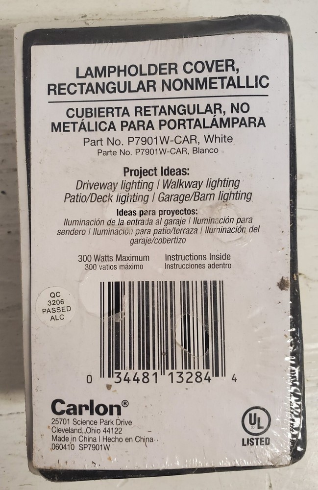 OEM CARLON P7901W-CAR RECTANGULAR LAMPHOLDER COVER