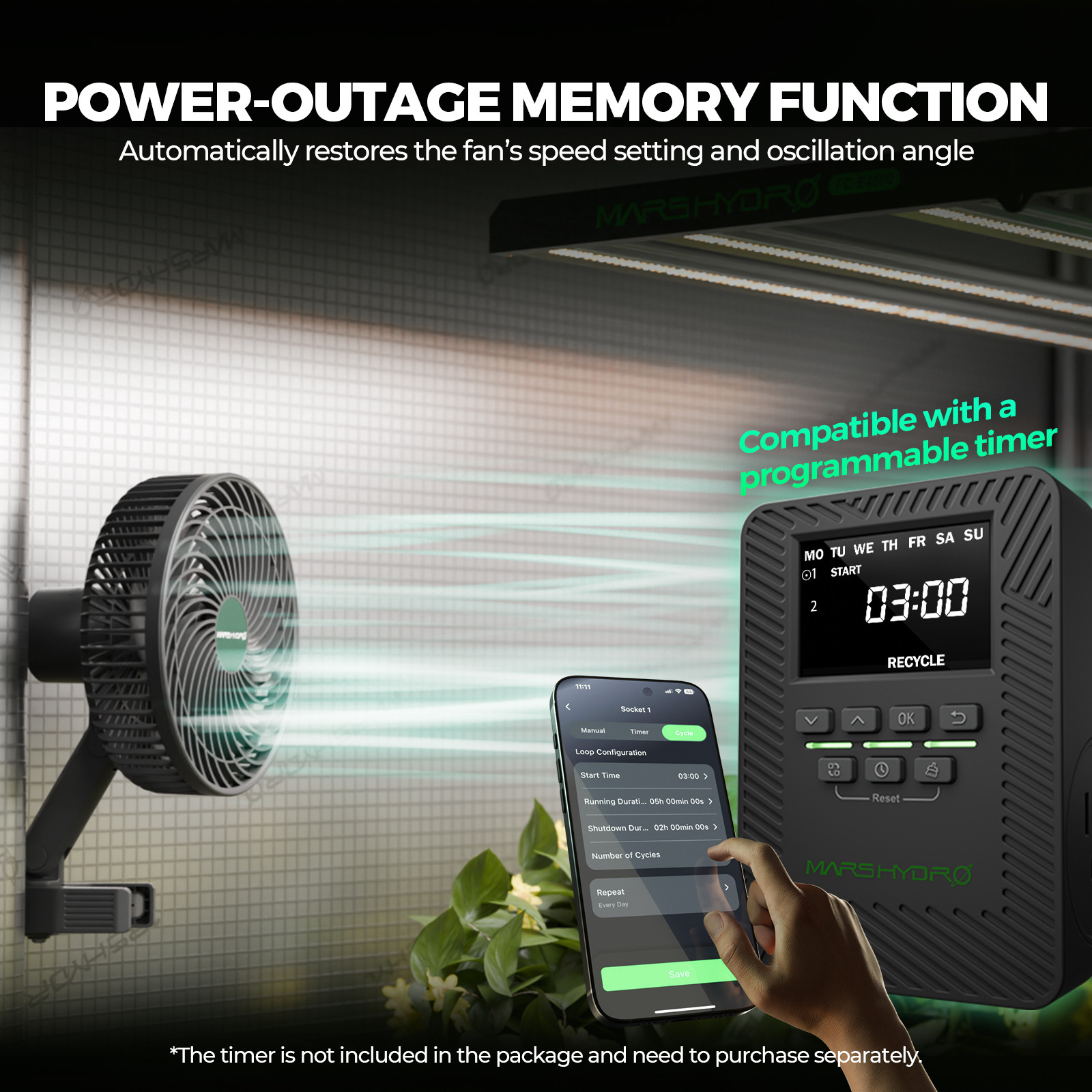 Mars Hydro 6-Inch Grow Tent Clip Fan, App-Controlled Oscillating