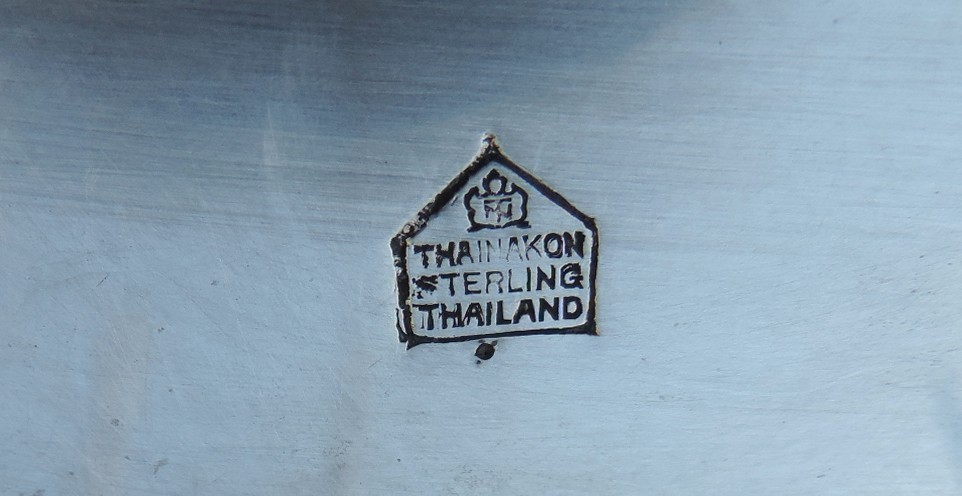 Thai Nakon Siam Sterling Silver Niello Pen Pencil Holder box Desktop Stand 205g