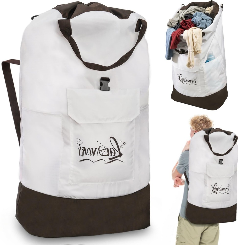 Backpack Laundry Bag, 125L Extra Large College Laundry Backpack with Shoulder...