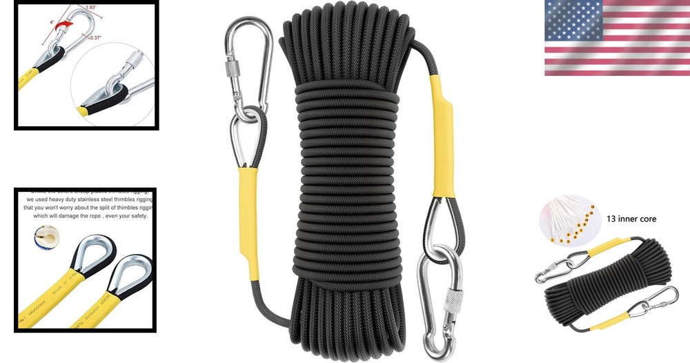 Durable Polyester Climbing Rope - 8mm 64ft Dynamic Rope for Safety & Performance