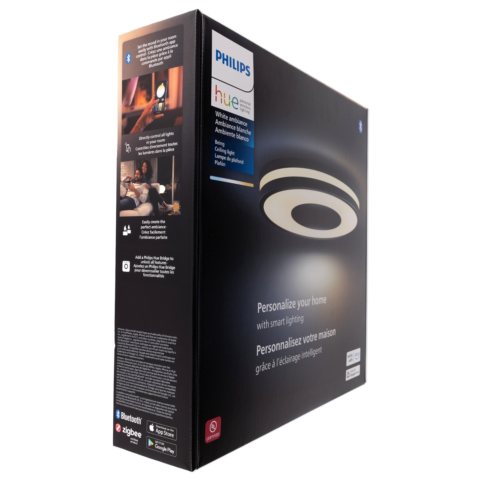 Philips Hue Being Ceiling Light Black Smart LED Flush Mount White Ambiance New