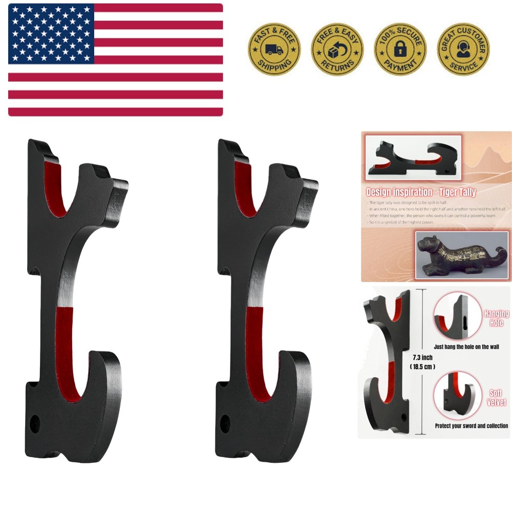 2/Set Sword Hook Wall Mount Samurai Sword Hanger Display Holder Adjustable fo...