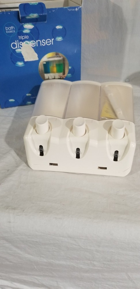 BATH BASICS TRIPLE DISPENSER NEW IN BOX