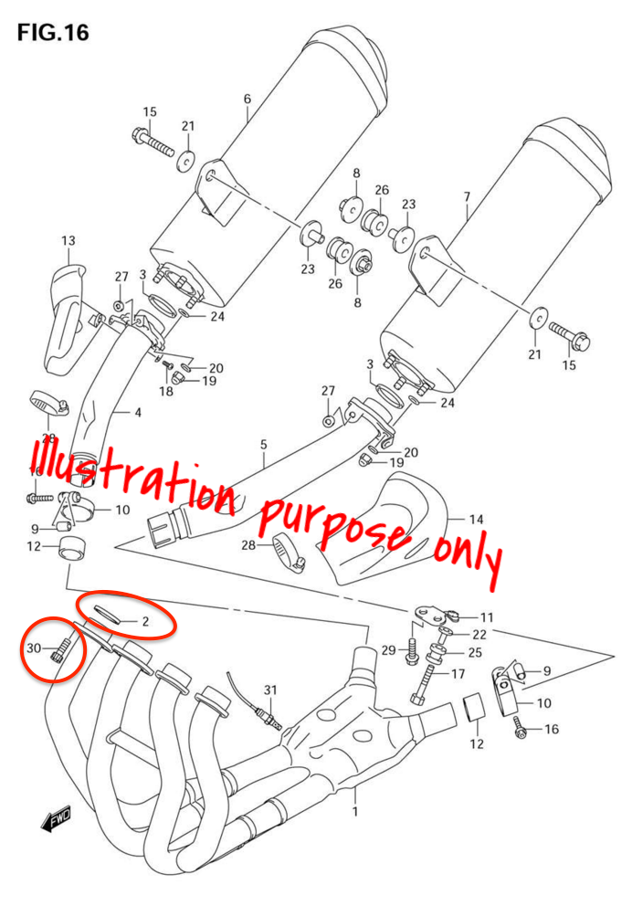 Exhaust Manifold Gasket Repair Set Suzuki GSX-R1000 # GSX1300R Hayabusa