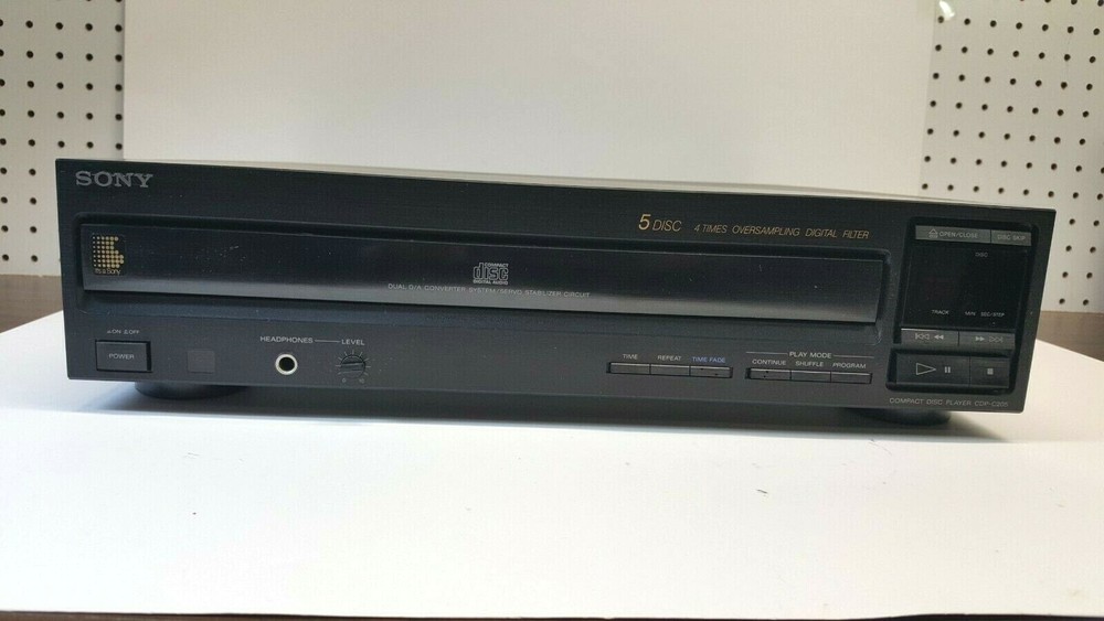 SONY CDP-C205 5-Disc Compact Disc Player -No Remote- 1990 - Partially Tested