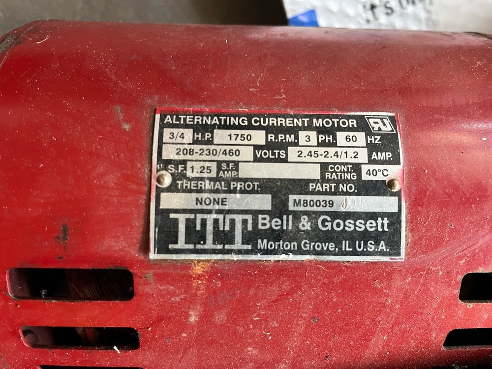 Bell & Gossett 3” Three Phase 3/4 HP Pump