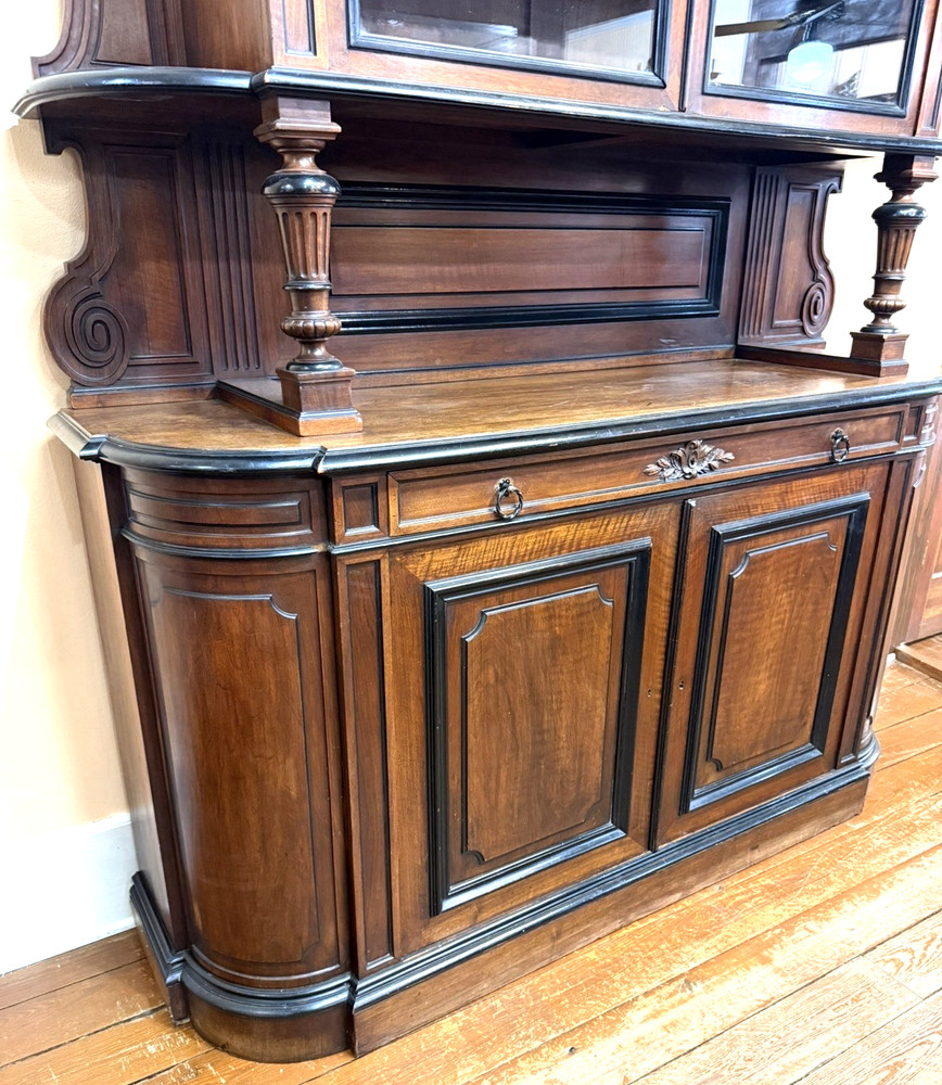French Walnut louis Phillippe Buffet Sideboard Hutch
