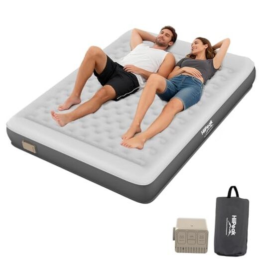 Air Mattress Bed with Removable Multi-function Air Pump, Self Inflatable Queen
