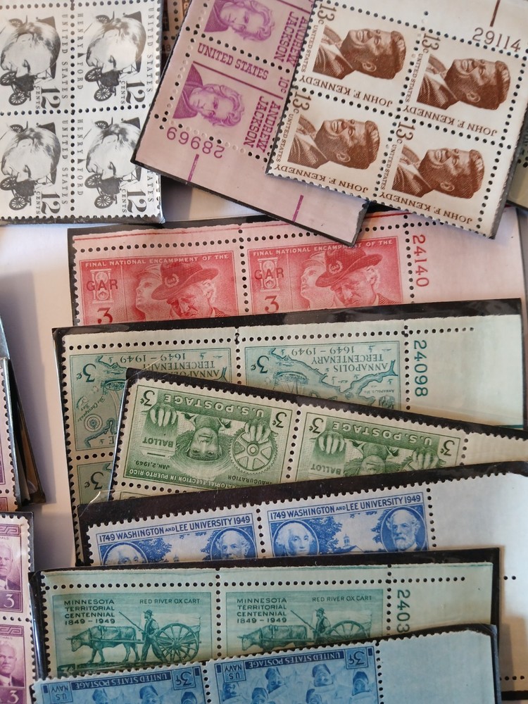 Large Lot Unused Us Postage Stamp Blocks