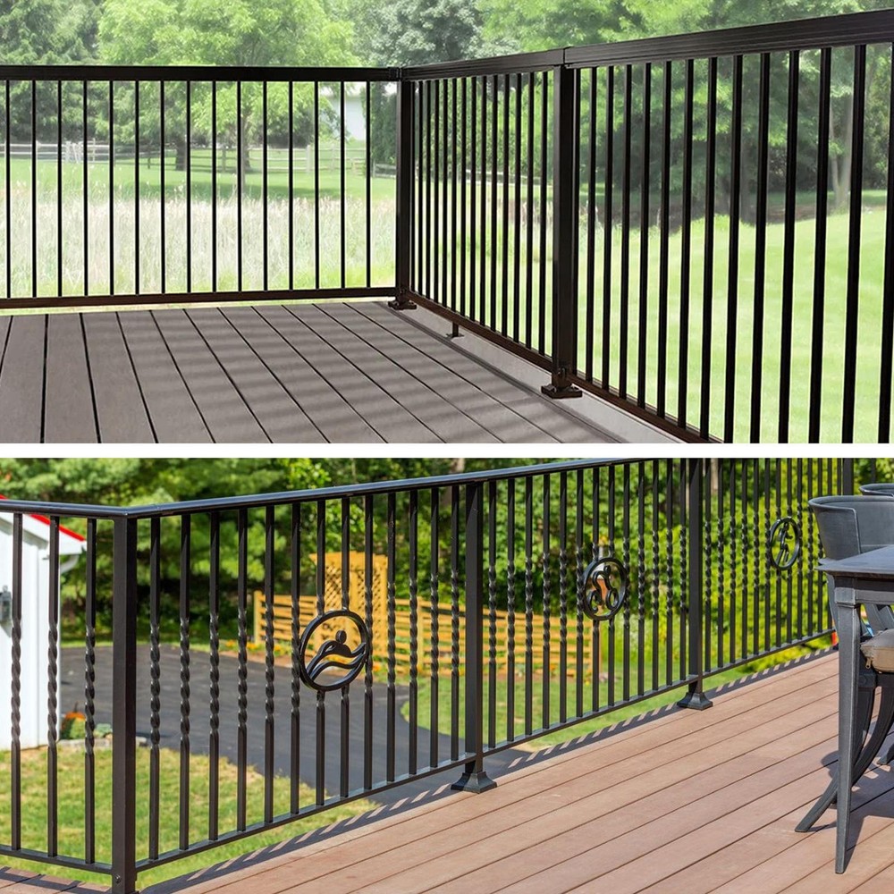 42" Cable Railing Post, Matte Black Stainless Steel Level Drilled Railing Post