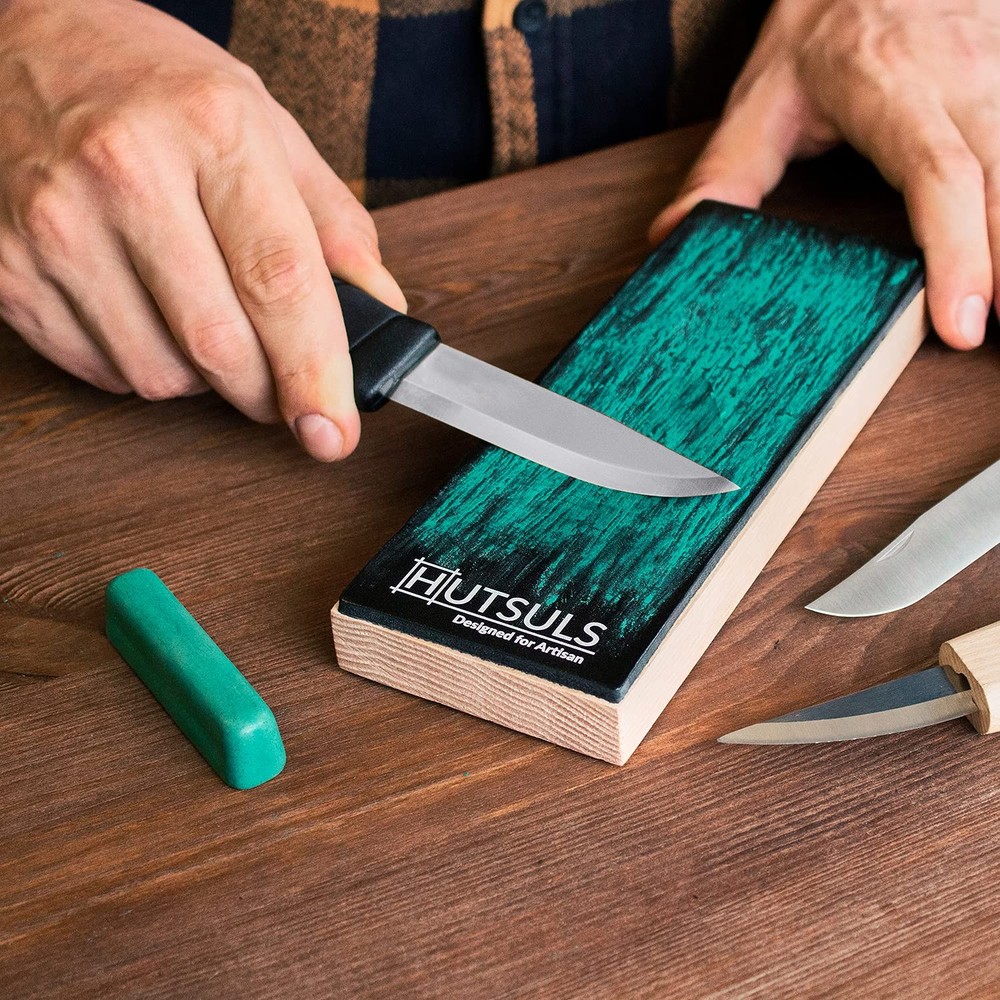 Hutsuls Leather Strop Block with Compound - Get Razor-Sharp Edges with Non-Sl...