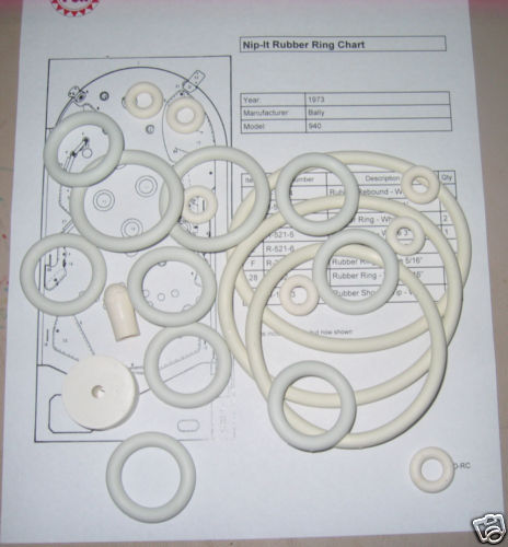 1973 Bally Nip-It Pinball Machine Rubber Ring Kit