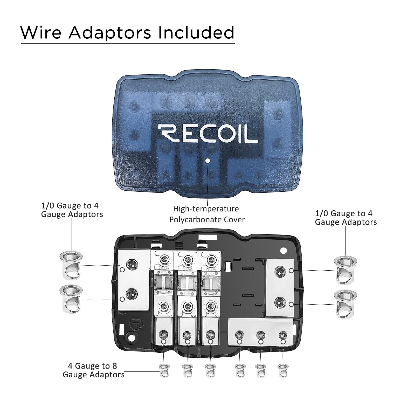 Recoil MPG3 3-Way Mini-ANL Fused Distribution Block with Ground Block