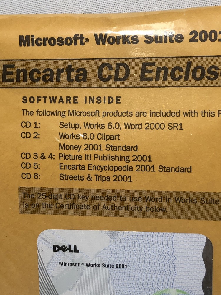 Microsoft Works Suite 2001 PC Complete 6 CD Set Discs Sealed Never Opened