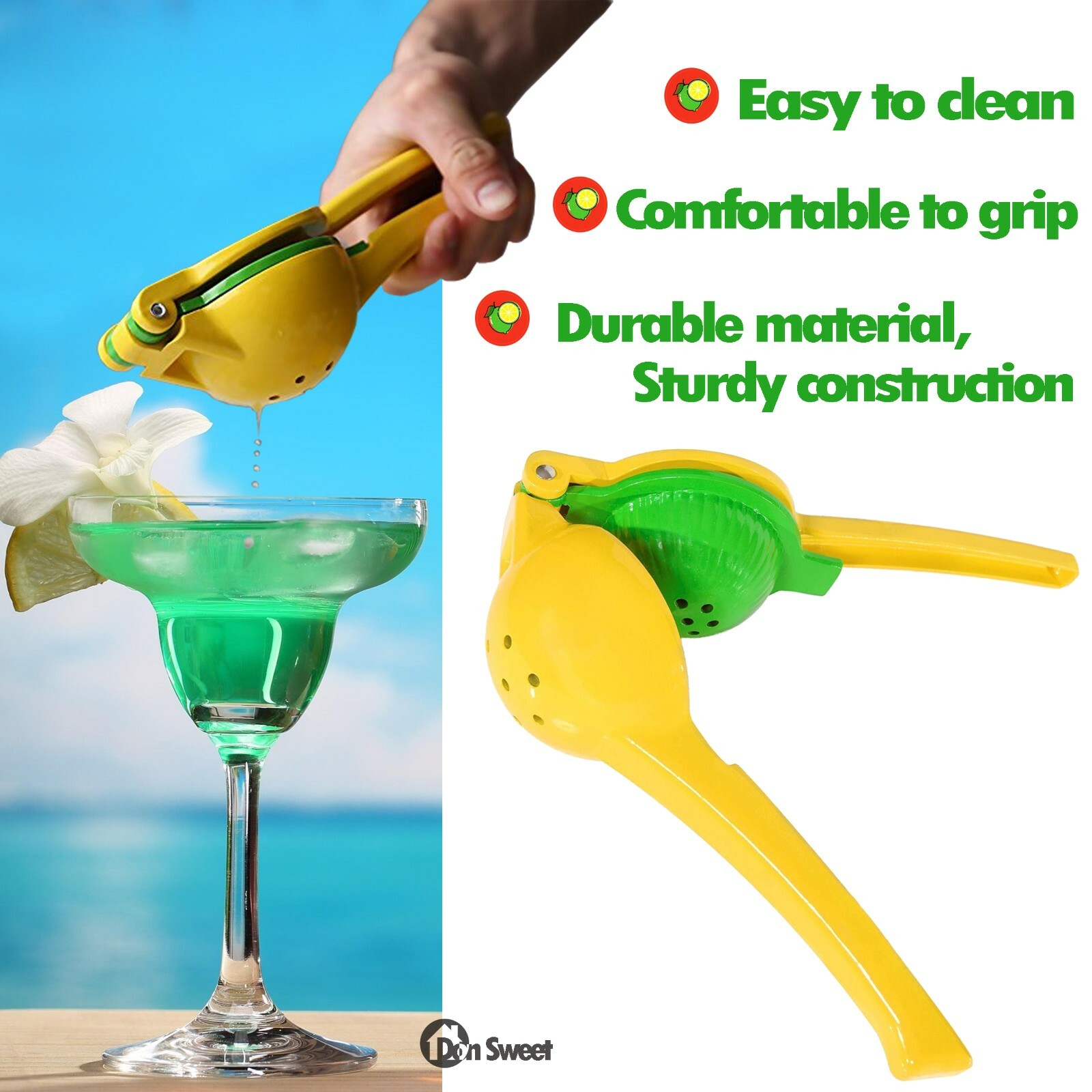 2 in 1 Lemon Lime Squeezer, Manual Citrus Juicer Hand Press + Heavy-duty Zester