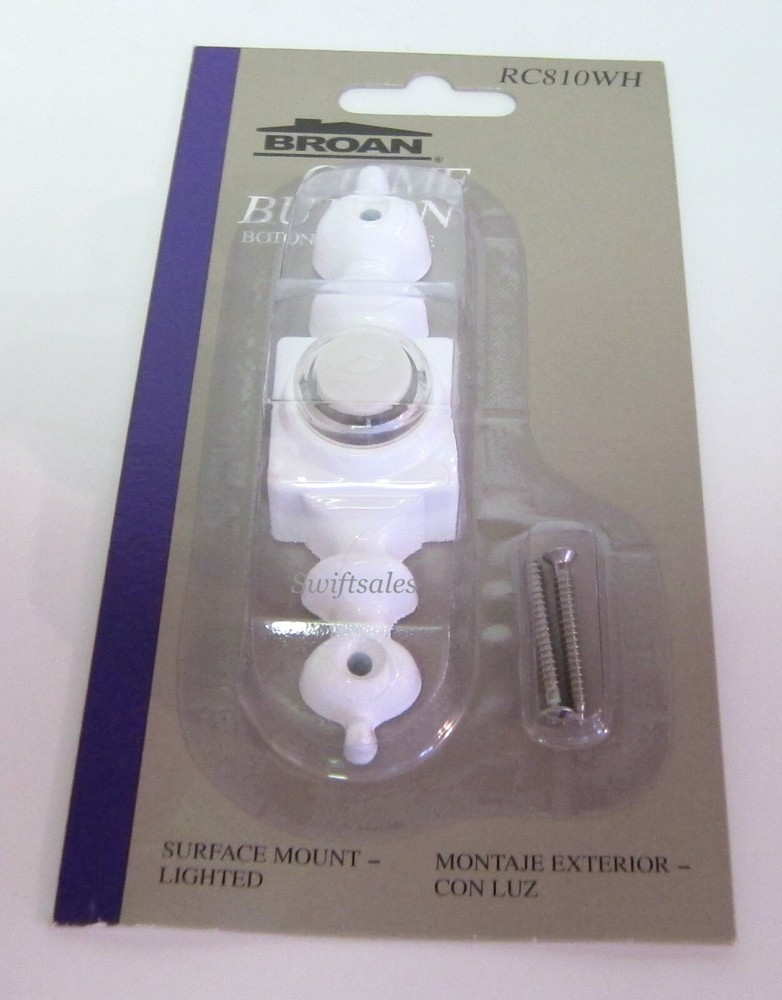 Broan NuTone RC810WH Surface Mount Lighted Decorative White Doorbell Button
