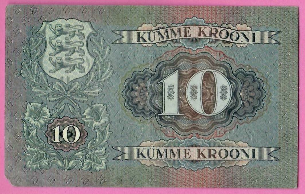 ESTONIA 10 KROONI 1937 P # 67a WOMAN IN NATIONAL COSTUME 1601