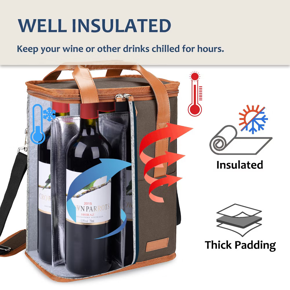 Tirrinia 6 Bottle Wine Gift carrier - Insulated & Padded Wine Carrying