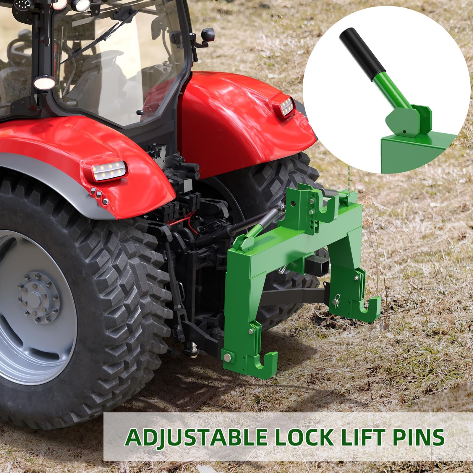 3 Point Quick Hitch Adapter Attach For Category 1 & 2 Tractor 3000lb Adjustable