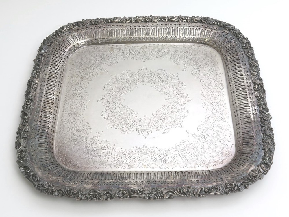 E. G. Webster & Son Square IS Silverplate Platter Tray 15.75" Highly Ornate