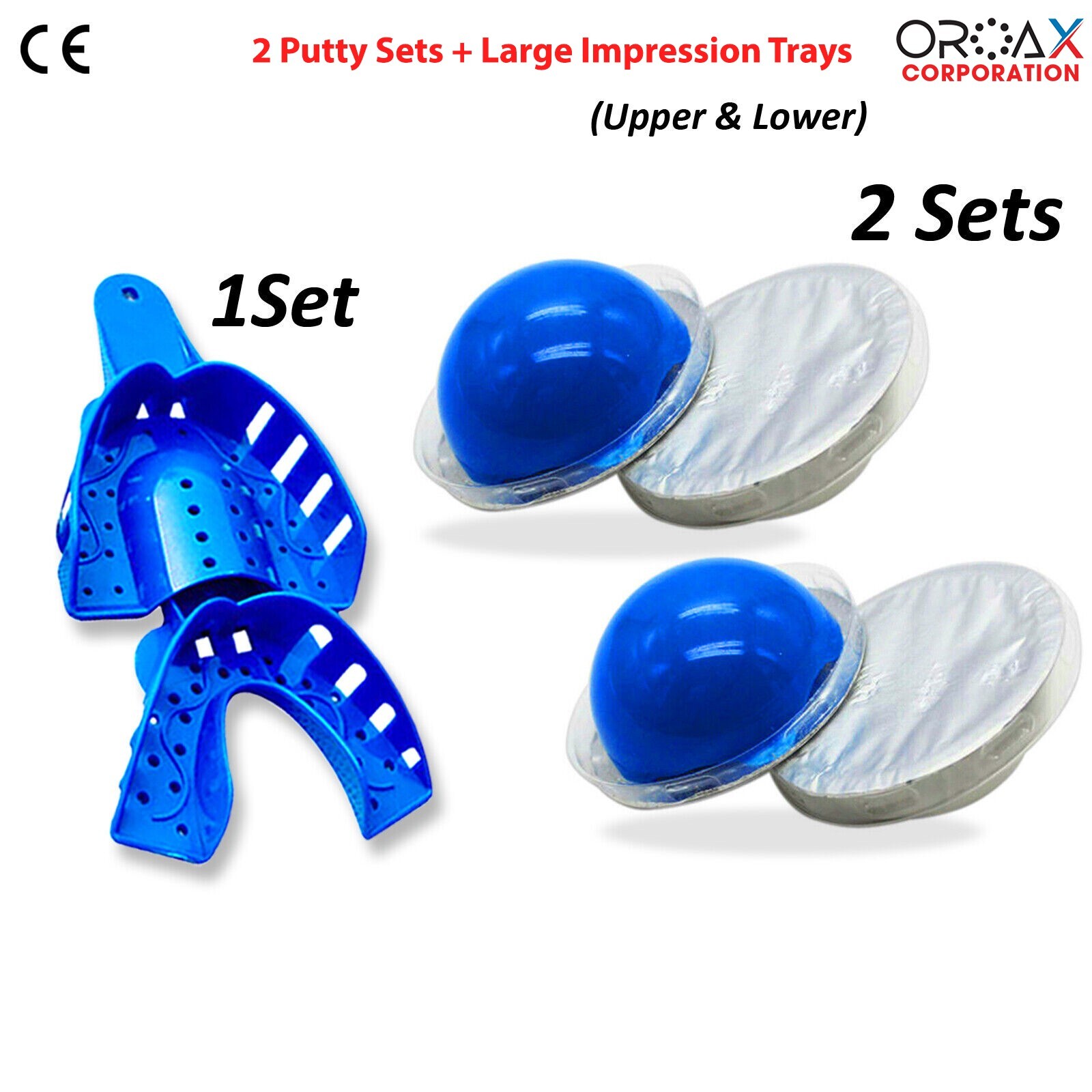 Dental Impression Putty Teeth Mold Kit Large Upper & Lower Impressions Trays