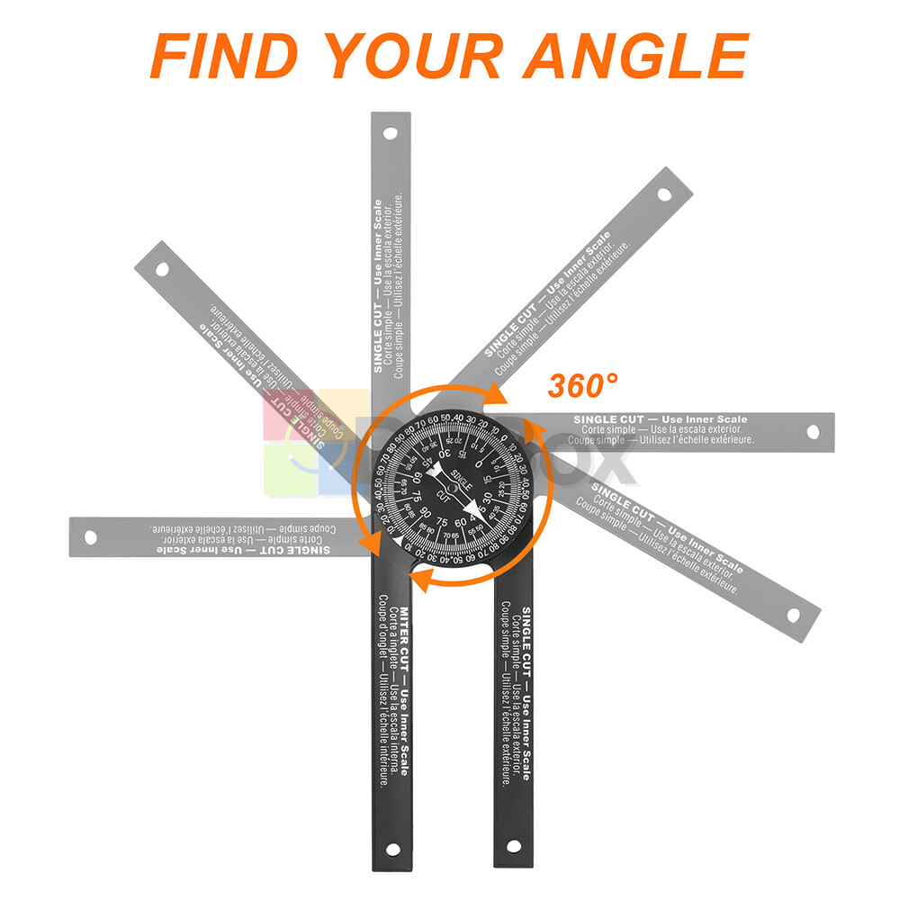 Woodworking Saw Protractor Angle Finder Level Meter Goniometer + Marking Pencil